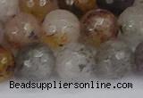 CRO1199 15.5 inches 12mm faceted round mixed lodalite quartz beads