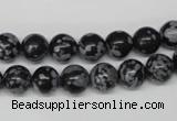 CRO122 15.5 inches 8mm round snowflake obsidian beads wholesale