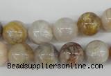 CRO316 15.5 inches 12mm round bamboo leaf agate beads wholesale