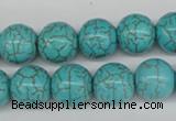 CRO395 15.5 inches 14mm round synthetic turquoise beads wholesale