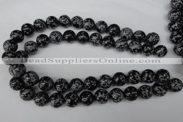 CRO404 15.5 inches 14mm round snowflake obsidian beads wholesale