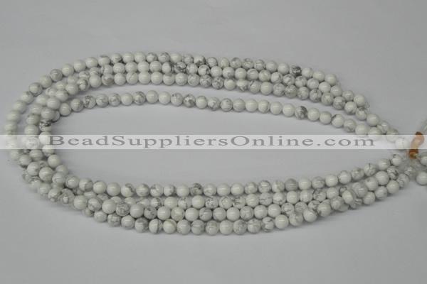 CRO55 15.5 inches 6mm round white howlite turquoise beads wholesale