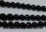 CRO702 15.5 inches 6mm – 14mm faceted round black agate beads