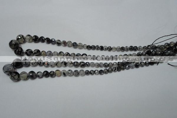 CRO704 15.5 inches 6mm – 14mm faceted round dragon veins agate beads