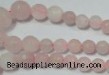 CRO742 15.5 inches 6mm – 14mm faceted round rose quartz beads