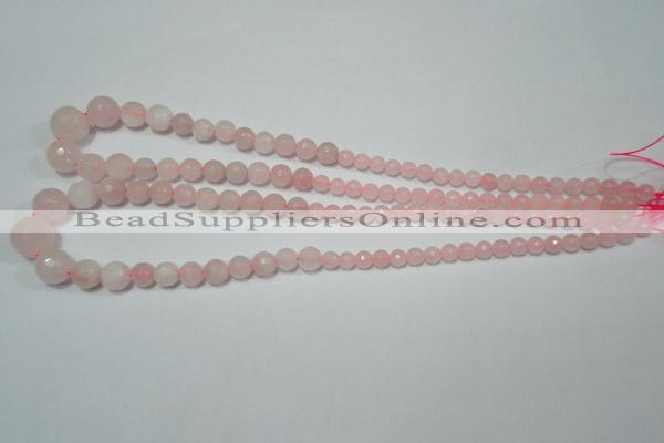 CRO742 15.5 inches 6mm – 14mm faceted round rose quartz beads