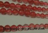 CRO745 15.5 inches 6mm – 14mm faceted round cherry quartz beads