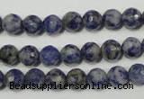 CRO772 15.5 inches 8mm faceted round blue spot stone beads wholesale