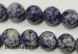 CRO775 15.5 inches 14mm faceted round blue spot stone beads wholesale