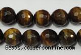 CRO784 15.5 inches 12mm faceted round yellow tiger eye beads wholesale