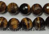 CRO786 15.5 inches 16mm faceted round yellow tiger eye beads wholesale