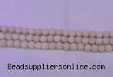 CRO790 15.5 inches 4mm round matte rice white fossil beads