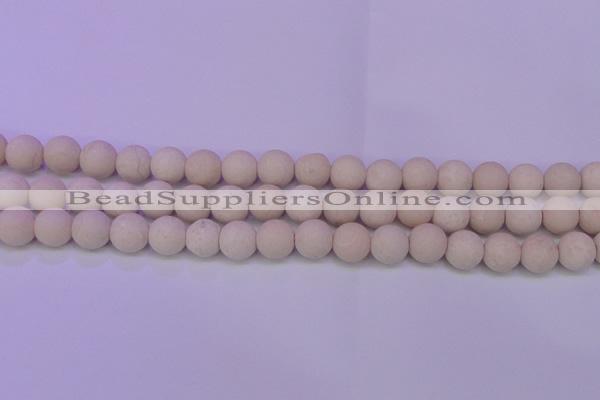 CRO790 15.5 inches 4mm round matte rice white fossil beads