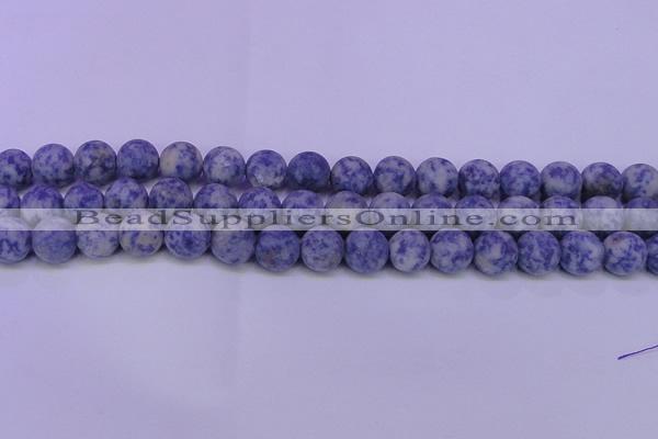 CRO854 15.5 inches 12mm round matte blue spot beads