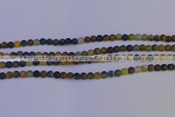 CRO910 15.5 inches 4mm round matte golden pietersite beads