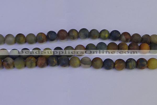 CRO915 15.5 inches 14mm round matte golden pietersite beads