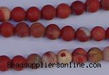 CRO930 15.5 inches 4mm round matte red jasper beads wholesale