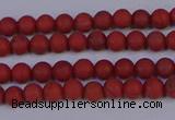 CRO940 15.5 inches 4mm round matte red jasper beads wholesale