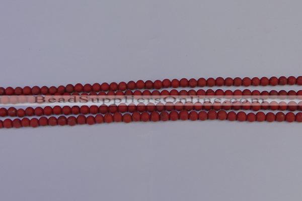 CRO940 15.5 inches 4mm round matte red jasper beads wholesale