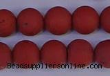 CRO945 15.5 inches 14mm round matte red jasper beads wholesale