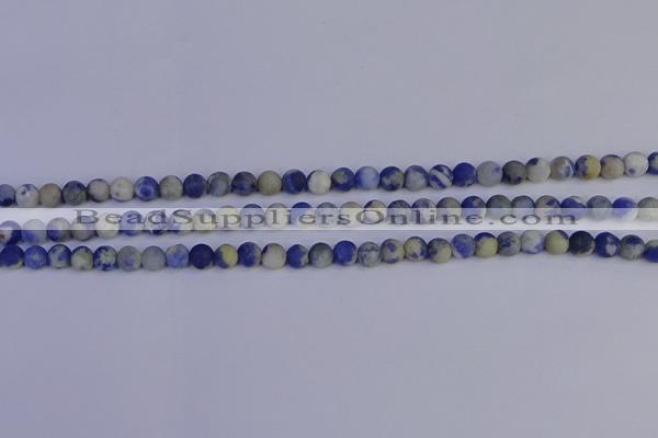 CRO950 15.5 inches 4mm round matte sodalite beads wholesale