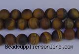 CRO960 15.5 inches 4mm round matte yellow tiger eye beads wholesale