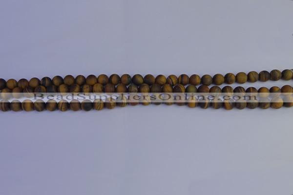 CRO960 15.5 inches 4mm round matte yellow tiger eye beads wholesale