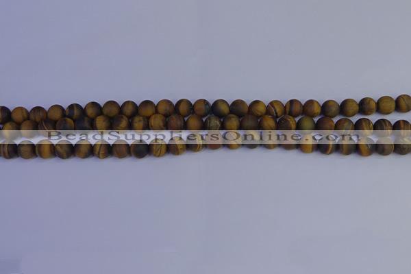 CRO961 15.5 inches 6mm round matte yellow tiger eye beads wholesale