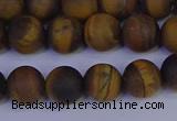 CRO963 15.5 inches 10mm round matte yellow tiger eye beads wholesale