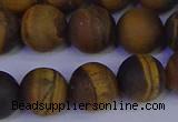 CRO965 15.5 inches 14mm round matte yellow tiger eye beads wholesale