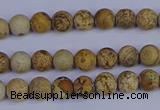 CRO970 15.5 inches 4mm round matte picture jasper beads wholesale