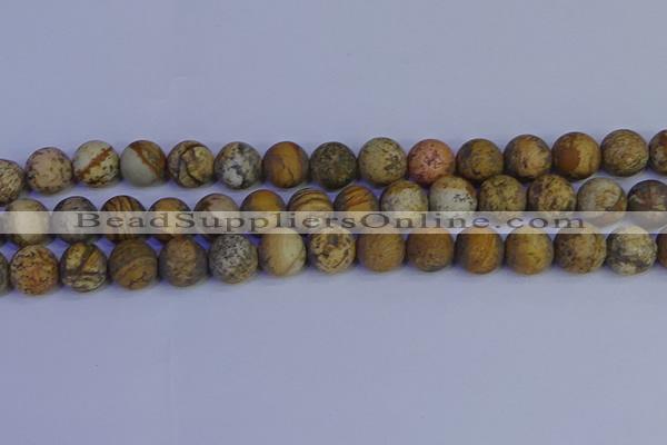 CRO974 15.5 inches 12mm round matte picture jasper beads wholesale