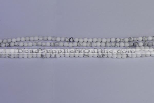 CRO980 15.5 inches 4mm round matte white howlite beads wholesale