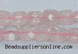 CRQ100 15.5 inches 10*10mm faceted square natural rose quartz beads