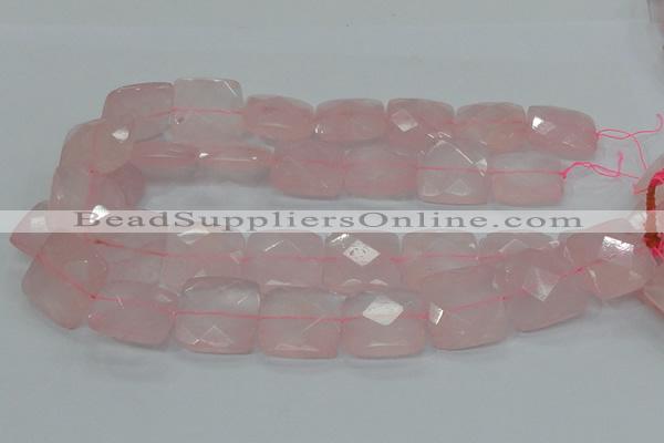 CRQ102 15.5 inches 25*25mm faceted square natural rose quartz beads