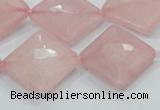 CRQ107 15.5 inches 20*20mm faceted diamond natural rose quartz beads