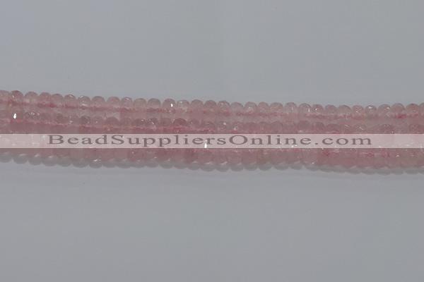 CRQ116 15.5 inches 5*8mm faceted rondelle rose quartz beads