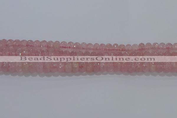 CRQ117 15.5 inches 6*10mm faceted rondelle rose quartz beads