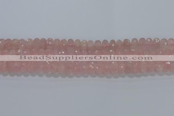 CRQ118 15.5 inches 7*12mm faceted rondelle rose quartz beads