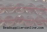 CRQ136 15.5 inches 8mm faceted coin natural rose quartz beads