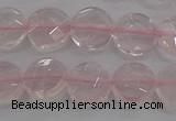 CRQ137 15.5 inches 10mm faceted coin natural rose quartz beads