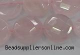 CRQ140 15.5 inches 18mm faceted coin natural rose quartz beads