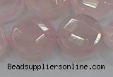 CRQ141 15.5 inches 20mm faceted coin natural rose quartz beads