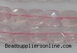 CRQ153 15.5 inches 8mm faceted square natural rose quartz beads