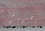 CRQ155 15.5 inches 12mm faceted square natural rose quartz beads