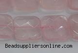 CRQ157 15.5 inches 18mm faceted square natural rose quartz beads