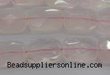 CRQ164 15.5 inches 10*14mm faceted rectangle natural rose quartz beads