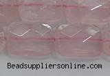 CRQ167 15.5 inches 15*20mm faceted rectangle natural rose quartz beads