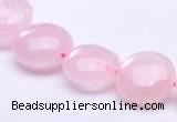 CRQ18 8*14mm flat round natural rose quartz beads wholesale