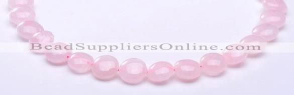 CRQ18 8*14mm flat round natural rose quartz beads wholesale